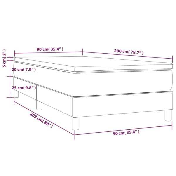 Ramsäng med madrass mörkgrå 90x200 cm sammet