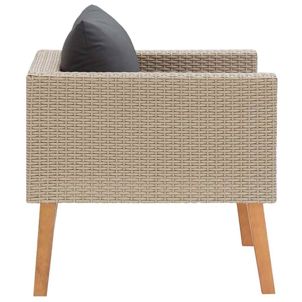 Trädgårdsfåtölj med dynor konstrotting beige