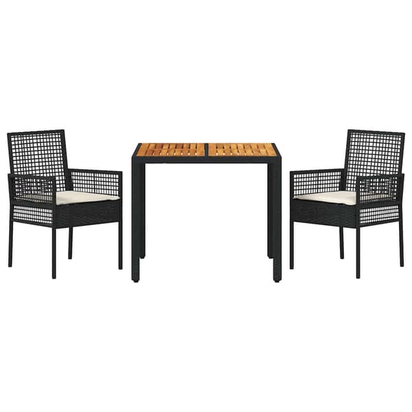 Trädgårdsmöbelset 3 pcs Svart konstrotting