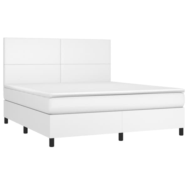 Ramsäng med madrass vit 160x200 cm konstläder