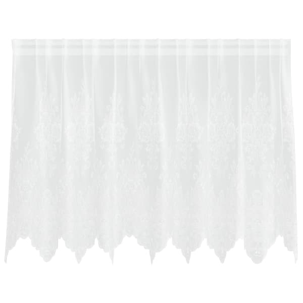 Spetsgardin med gardiner Blommor Vit 80 x 200 cm Polyester