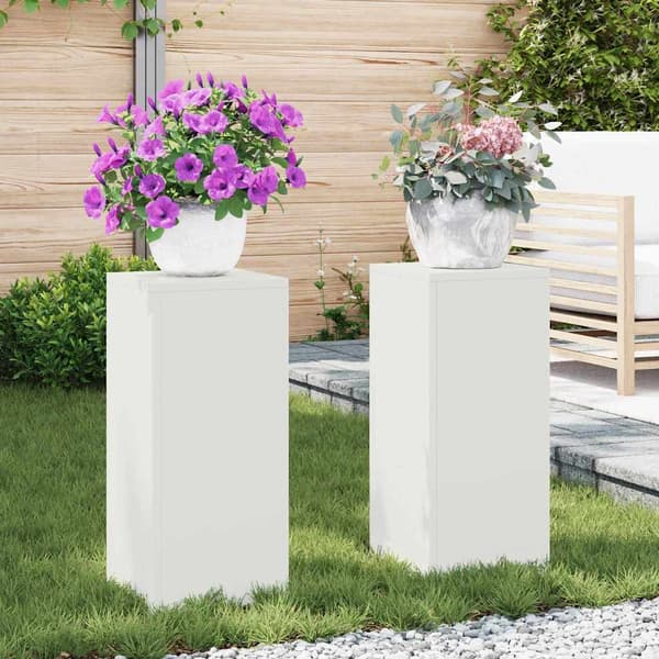 Växtställ 2 pcs Vit 24 x 24 x 55 cm Stål