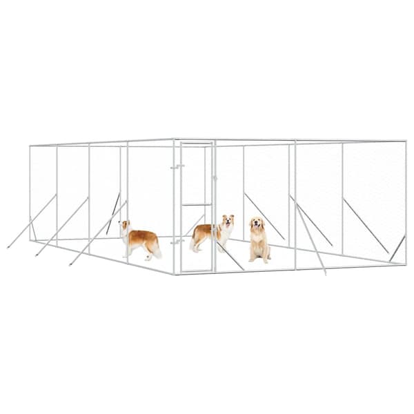 Hundgård för utomhusbruk silver 4x8x2 m galvaniserat stål