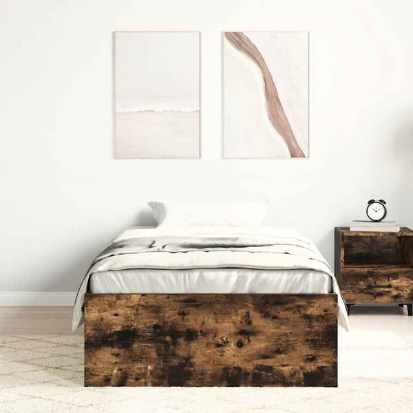 Sängram rökfärgad ek 75x190 cm