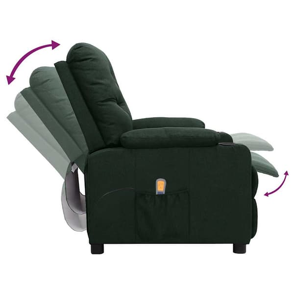 Massagefåtölj mörkgrön tyg
