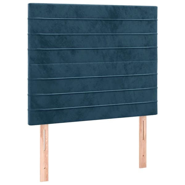 Ramsäng med madrass & LED mörkblå 100x200 cm sammet