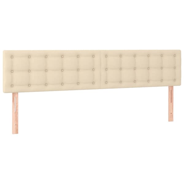 Ramsäng med madrass & LED gräddvit 200x200 cm tyg