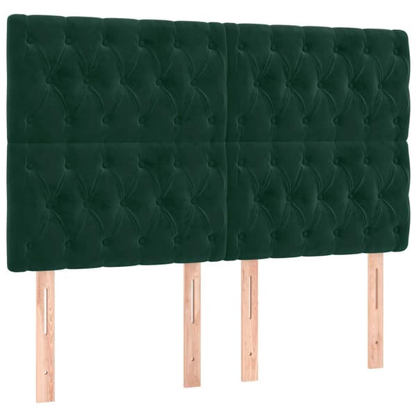 Sänggavel LED mörkgrön 160x7x118/128 cm sammet