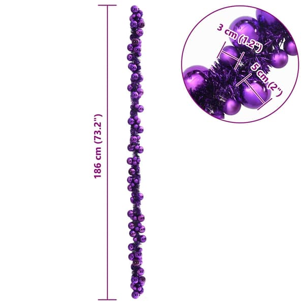 Julkulagirland Lila 186 cm Polystyren
