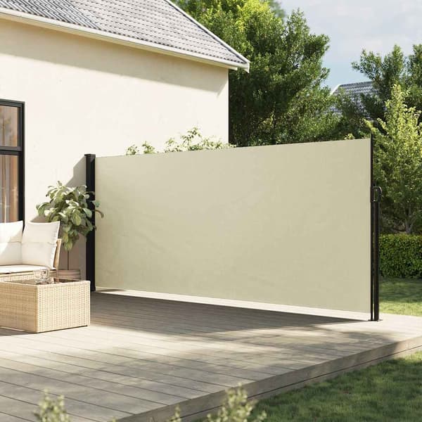 Infällbar sidomarkis gräddvit 160x600 cm