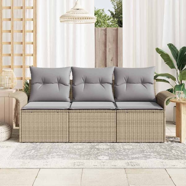 Soffset med kudde 3 pcs Beige och Grå konstrotting
