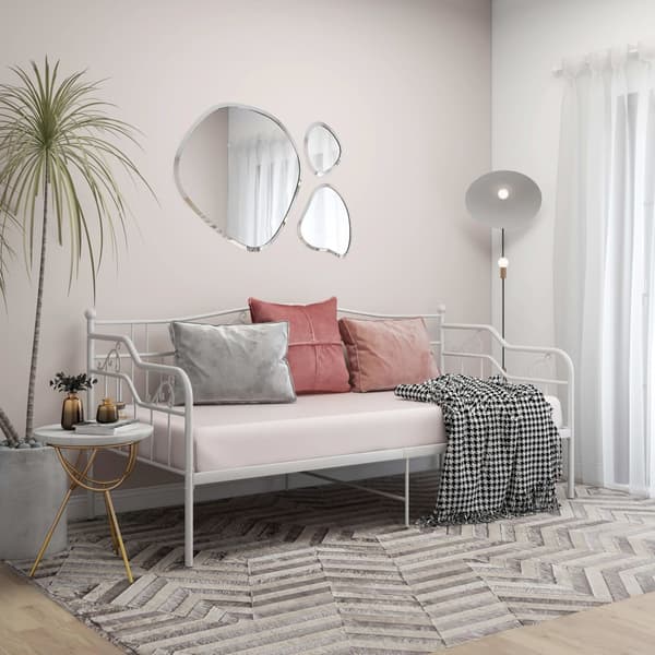 Sängram bäddsoffa vit metall 90x200 cm