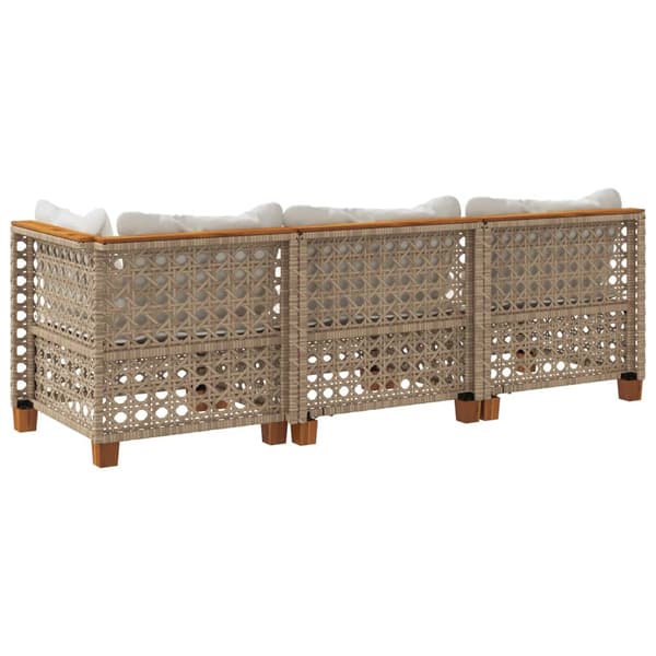 Trädgårdssoffa 3-sits med dynor konstrotting beige