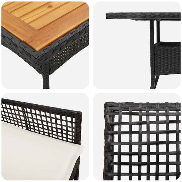 Trädgårdsmöbelset 5 pcs Svart konstrotting