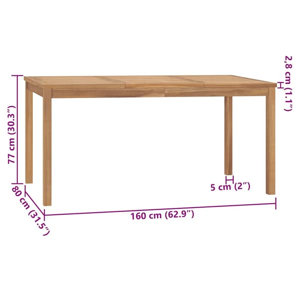 Trädgårdsbord 160x80x77 cm massiv teak
