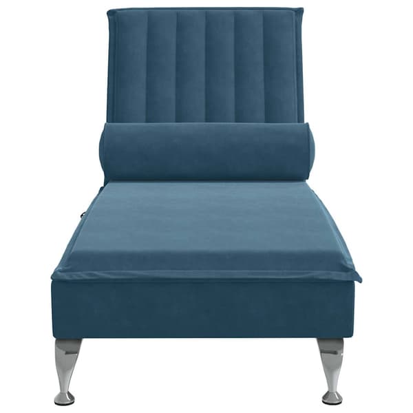 Massageschäslong med bolster blå sammet