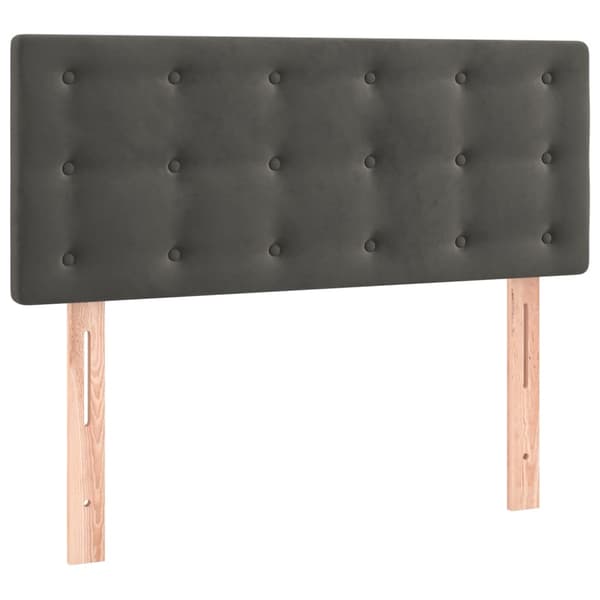 Ramsäng med madrass mörkgrå 90x190 cm sammet