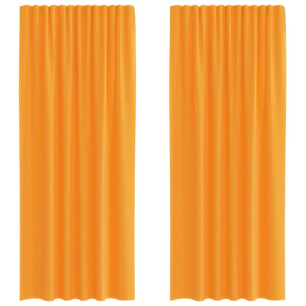 Voile gardiner med stångfickor 2 st orange