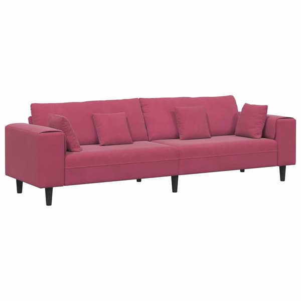 Soffa Vinröd 250 x 77 x 76 cm Sammet