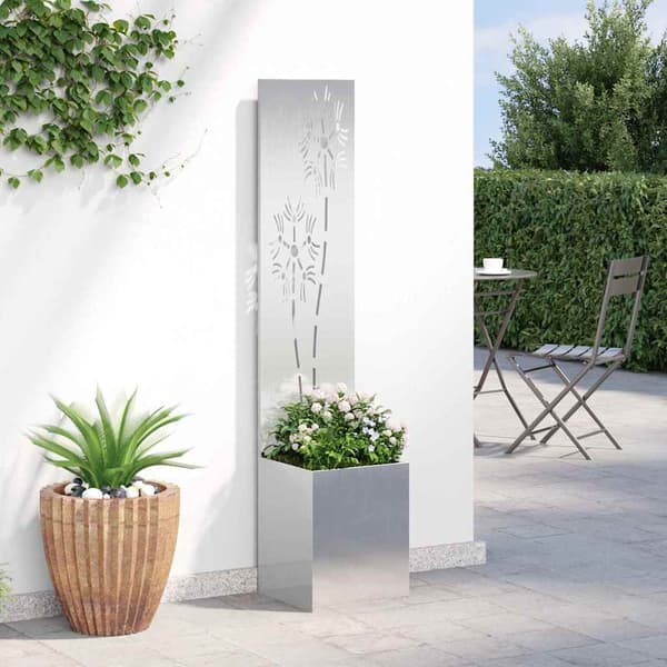 Trädgårds integritetsskärm Silver 32 x 150 cm Rostfritt stål