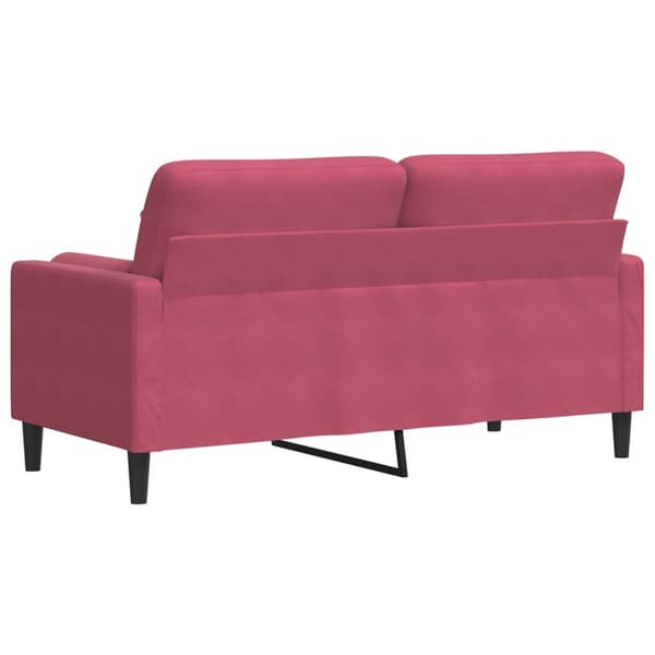 2-sitssoffa med prydnadskuddar vinröd 140 cm sammet