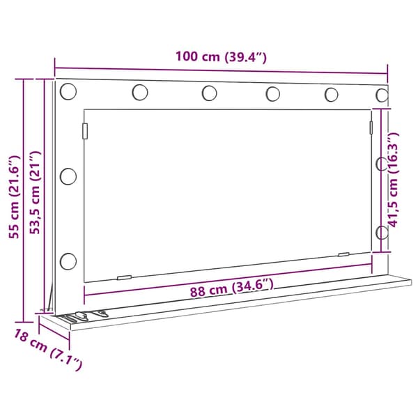 Smink Spegel Rektangulär Gammalt trä 100 x 55 x 18 cm