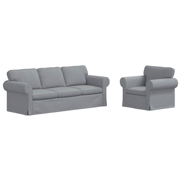 Soffa 2 pcs Ljusgrå 215 x 82 x 80 cm tyg