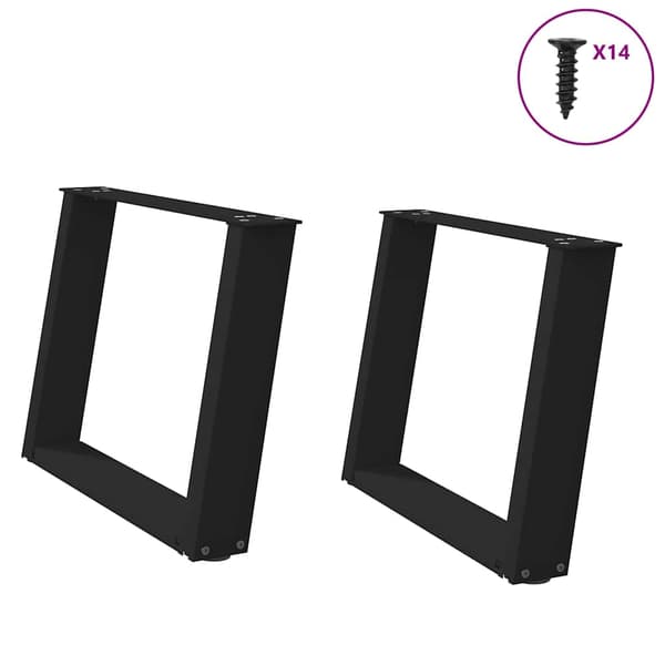 Soffbordsben U-formade 2 st svarta 70x(42-43) cm stål
