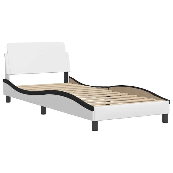 Bed Frame "Dover" White&Black 80x200 cm Faux Leather