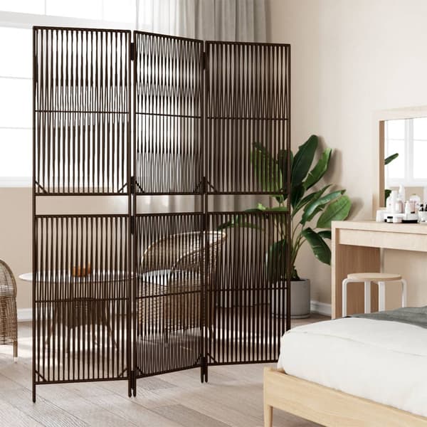 Rumsavdelare 3 paneler brun konstrottning