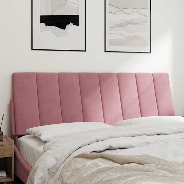 Headboard Cushion "Hanko" Pink 140 cm Velvet