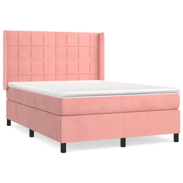 Ramsäng med madrass rosa 140x190 cm sammet