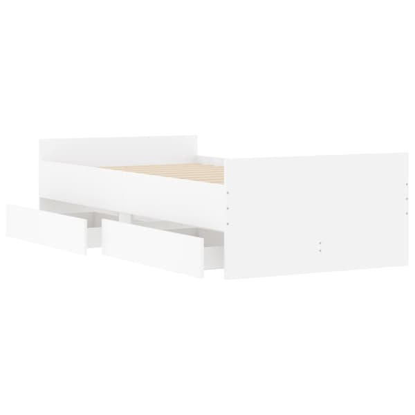 Sängram med lådor vit 90x190 cm
