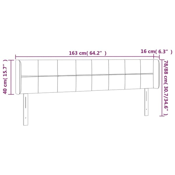 Sänggavel LED mörkgrå 163x16x78/88 cm tyg