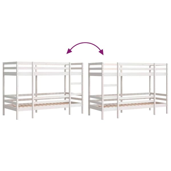 Våningssäng vit 80x200 cm massiv furu
