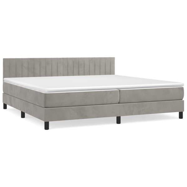 Ramsäng med madrass ljusgrå 200x200 cm sammet