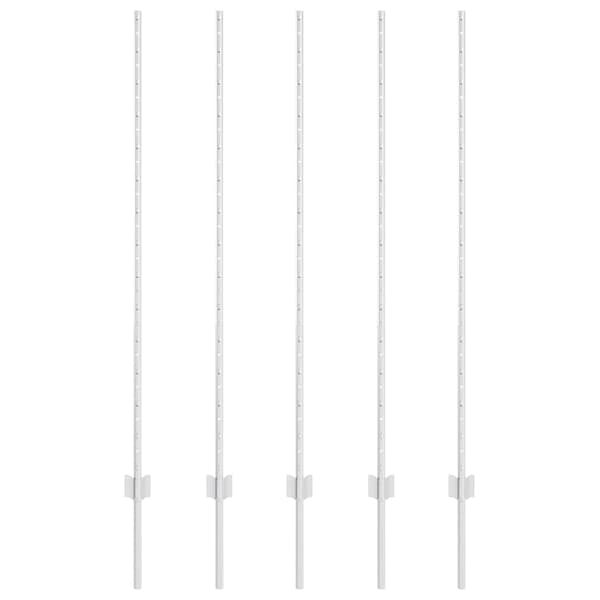 Inbäddad staketpost 5 st Silver 180 cm Pulverlackerat stål