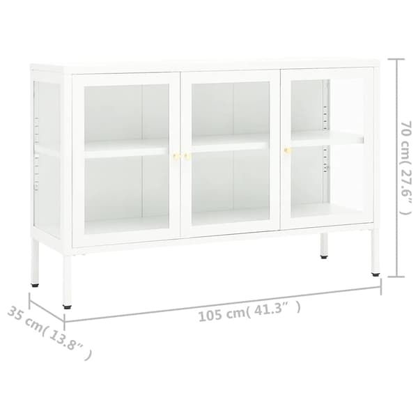 Skänk vit 105x35x70 cm stål och glas