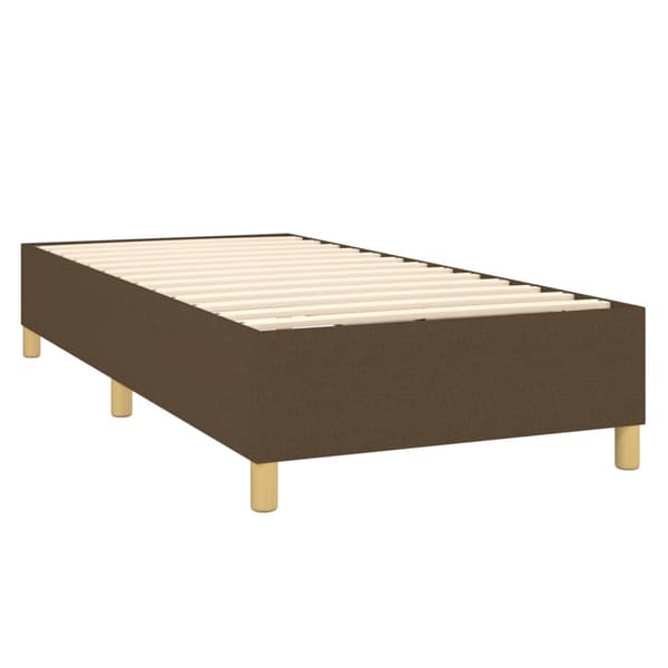 Ramsäng med madrass mörkbrun 90x190 cm tyg