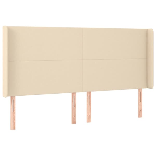 Sänggavel LED gräddvit 183x16x118/128 cm tyg