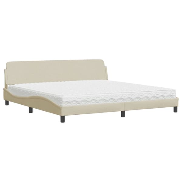 Bed with Mattress "Dover" Cream 200x200 cm Fabric