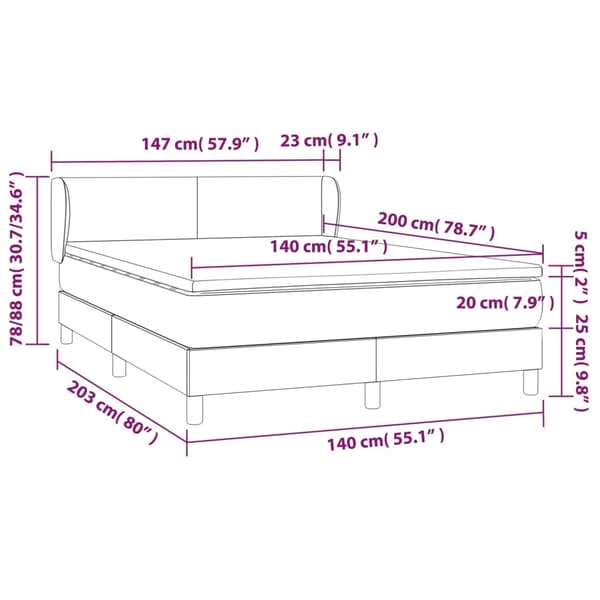 Ramsäng med madrass ljusgrå 140x200 cm tyg