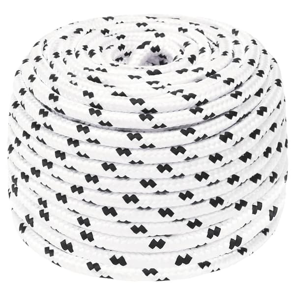 Båtlina flätad vit 10 mm x 25 m polyester