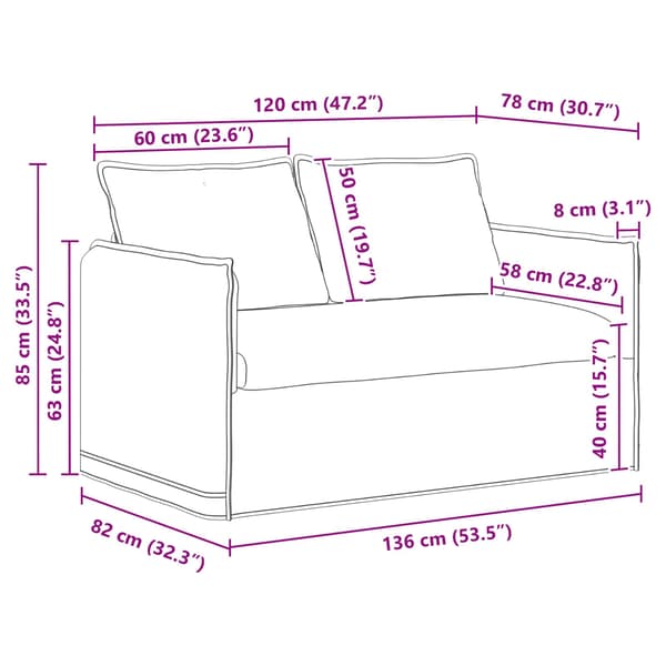 Soffa Ljusgrå 136 x 82 x 85 cm tyg