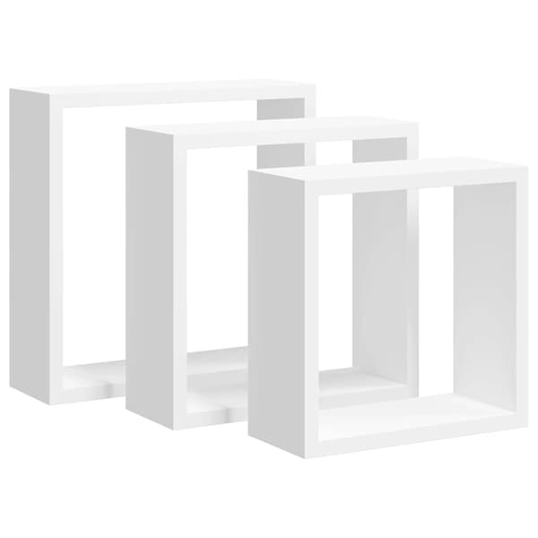 Vägghyllor kub 3 st vit MDF
