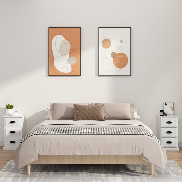 Sängbord vit 39x39x67 cm konstruerat trä