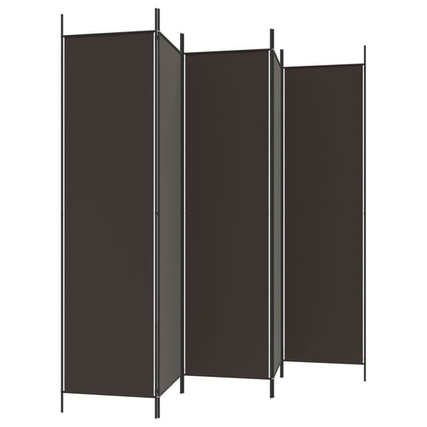 Rumsavdelare 5 paneler brun 250x200 cm tyg