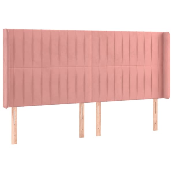 Sänggavel LED rosa 203x16x118/128 cm sammet