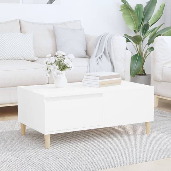 Soffbord vit 90x50x36,5 cm konstruerat trä