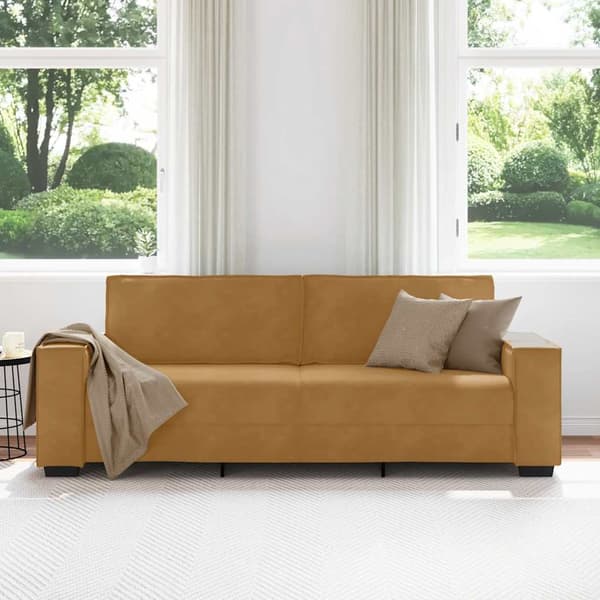 3-sitssoffa brun 220x78x84 cm sammet